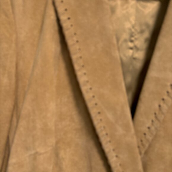 Vintage Beige 100% Suede Women's Blazer - Picture 4 of 6